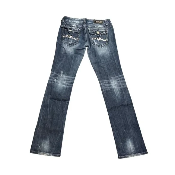 Miss Me Womens Size 30 Straight Leg Jeans Distressed Denim Medium Wash JE1044TX - Picture 1 of 7